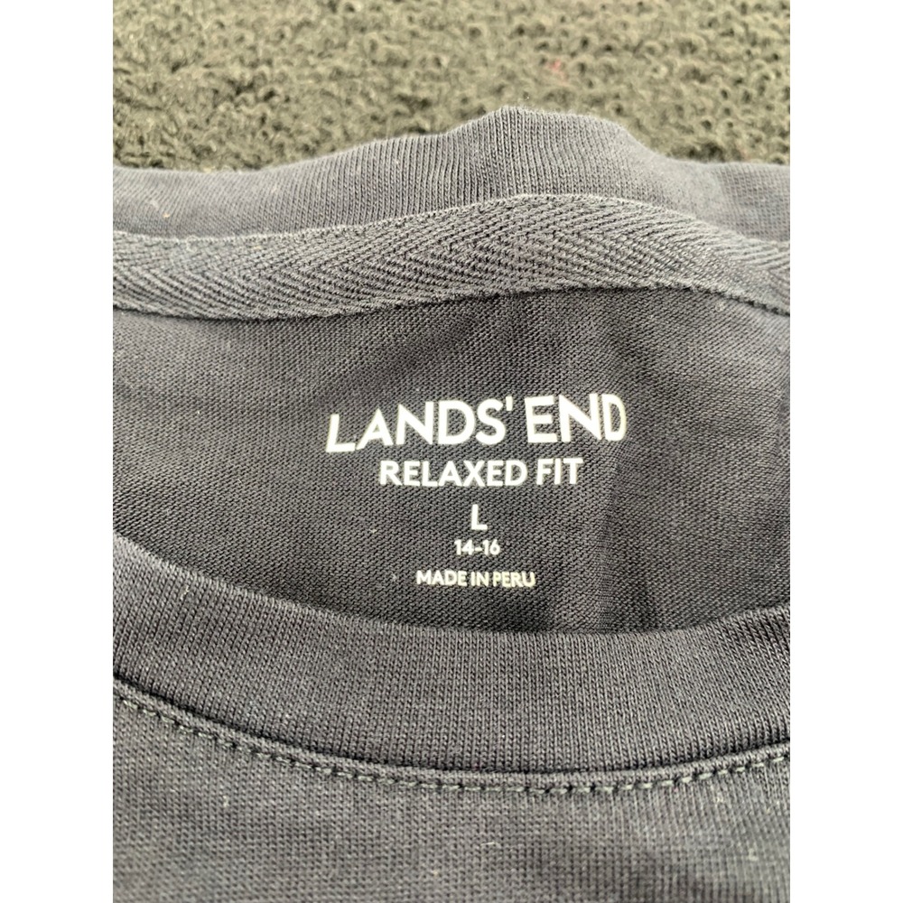 Lands End Relaxed Fit Black Crew Neck‎ T Shirt Size L 14-16 Women - Picture 3 of 3